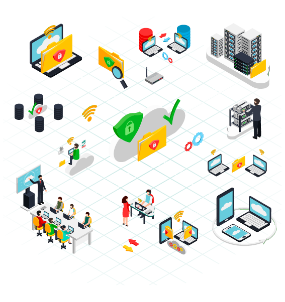 Cloud in center with devices around it