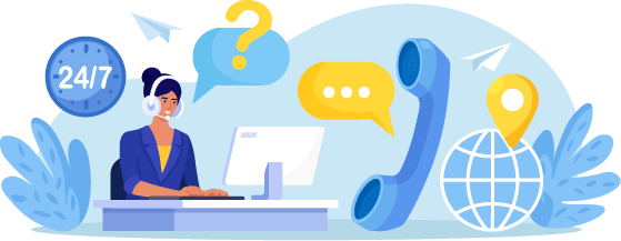 Customer support executive talking