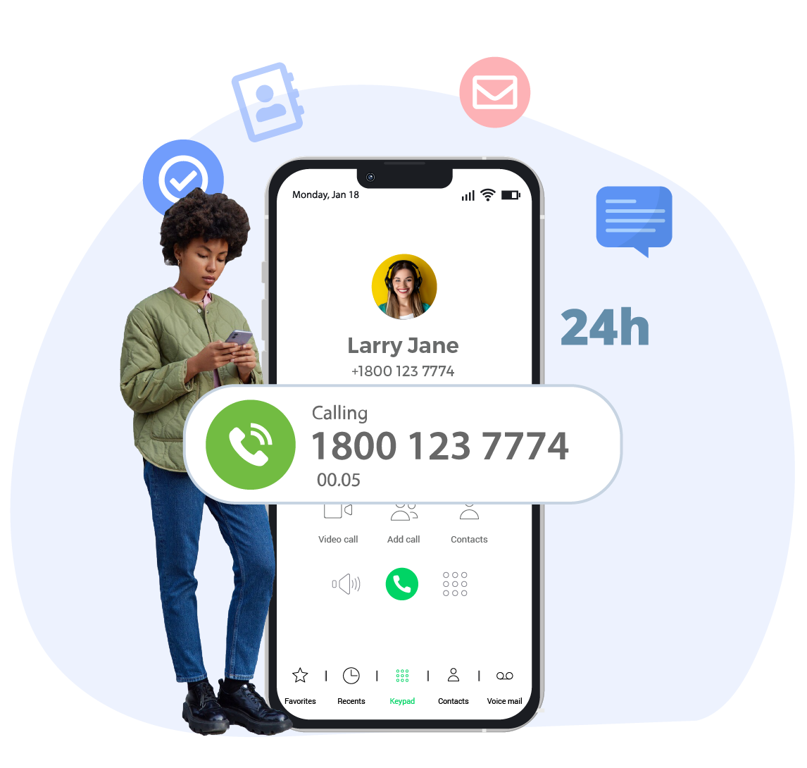 Man on phone with dial screen