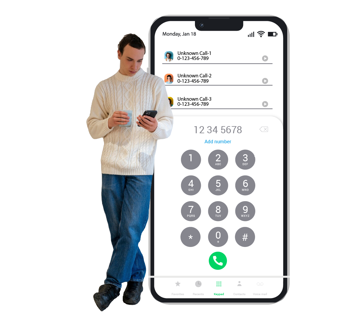 Man standing on the side of an phone