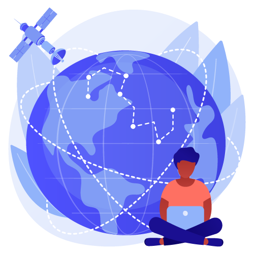 Globe with digital lines connecting across