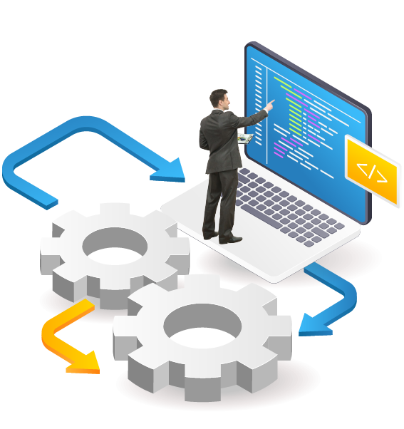 Man in front of computer