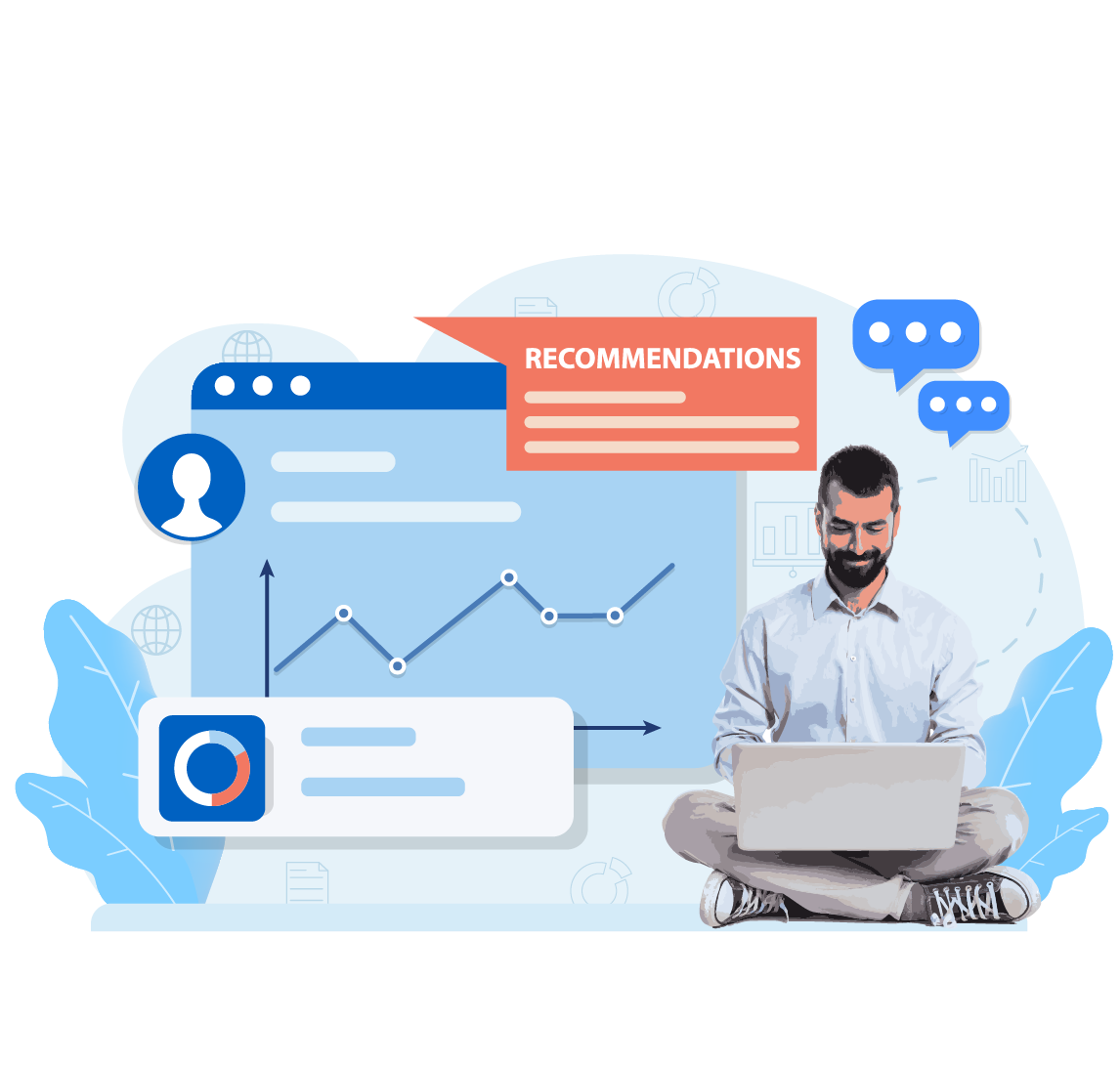 Hombre mirando el salpicadero en el portátil