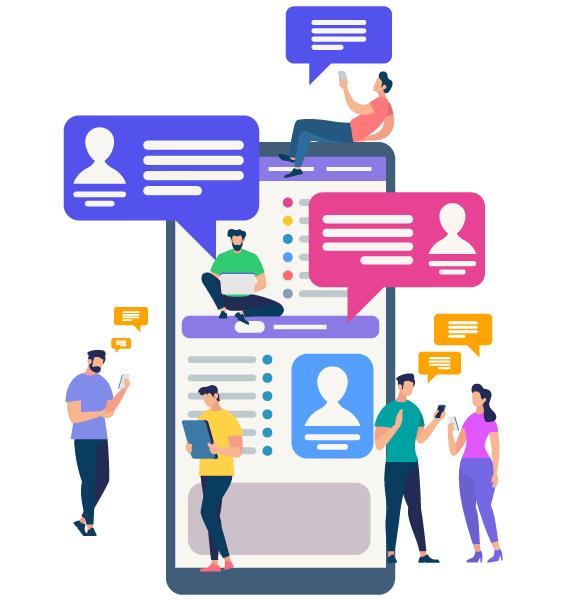 People sitting around phone talking on phone