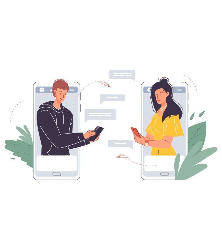 Two people messaging each other