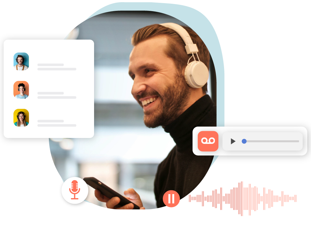 Man with recording symbol