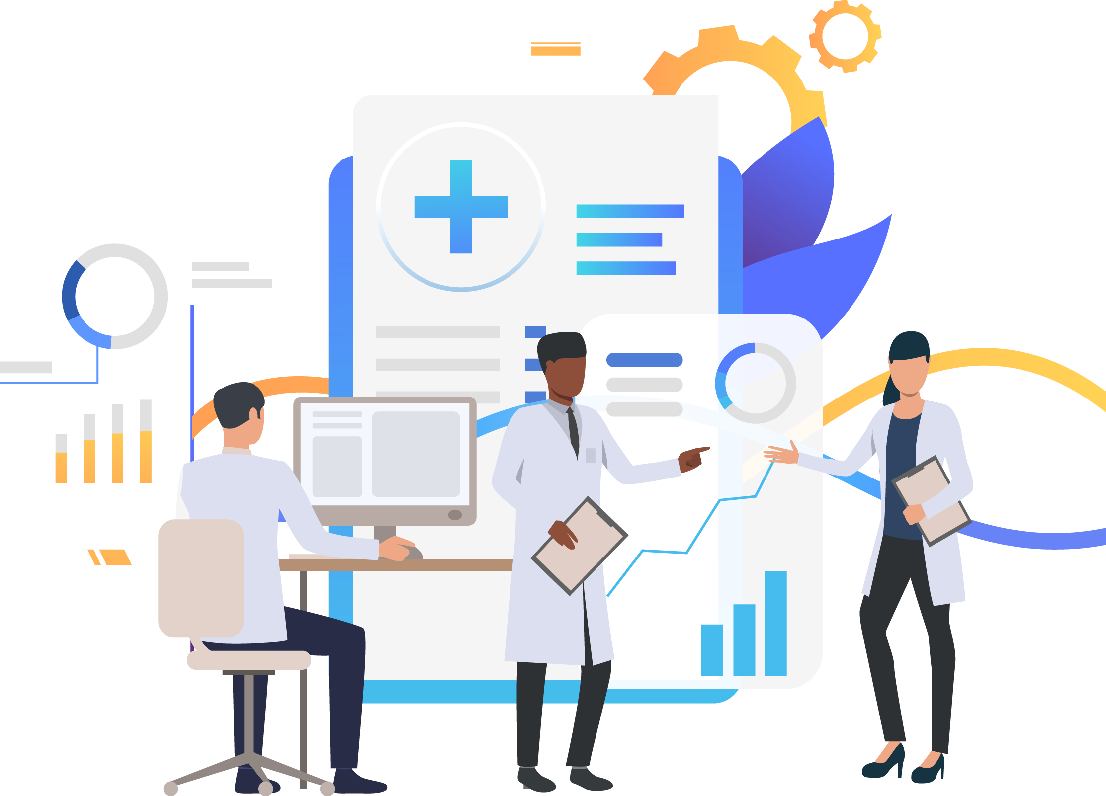 Doctors in front of a dashboard