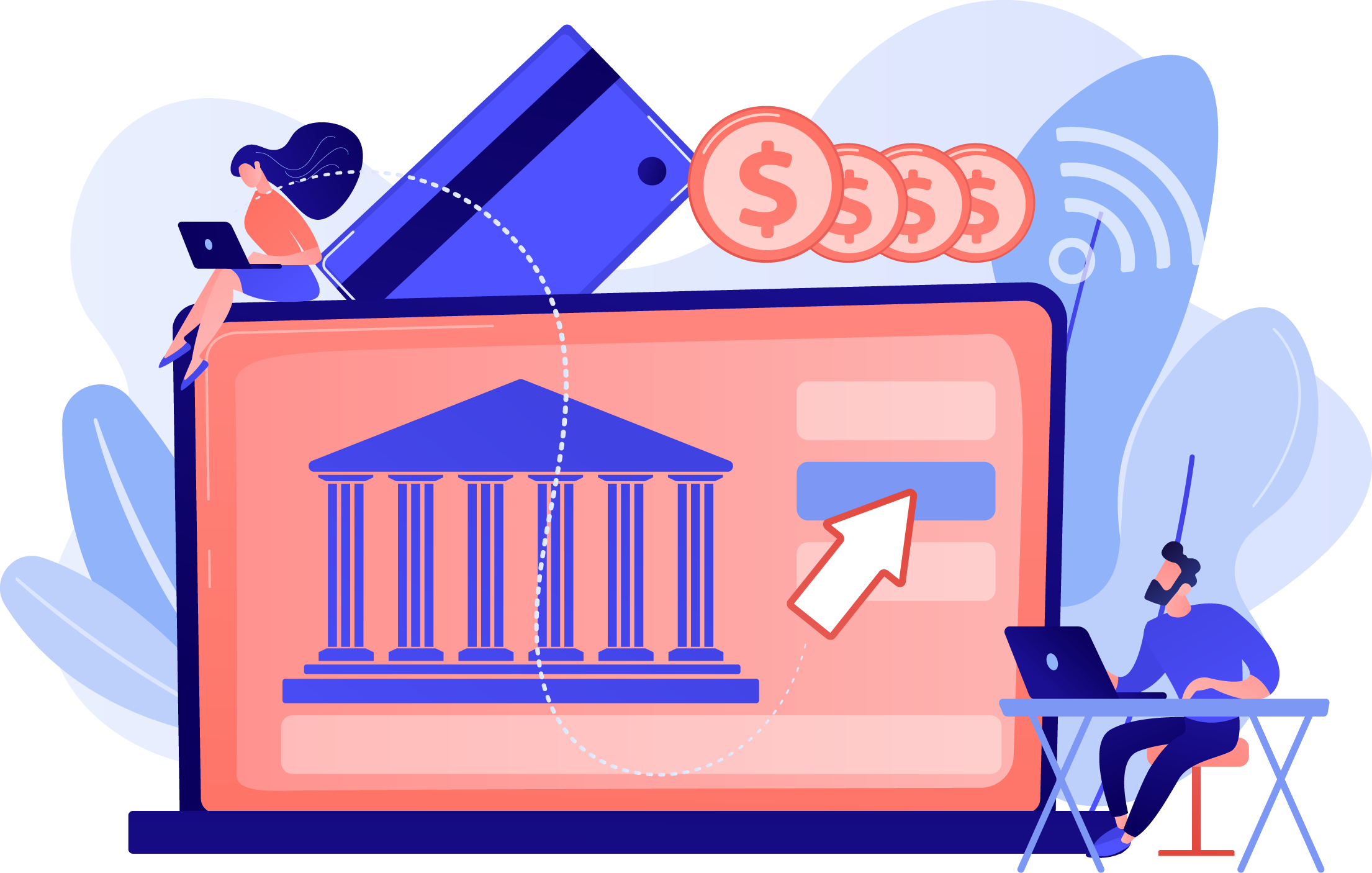 Laptop screen with bank